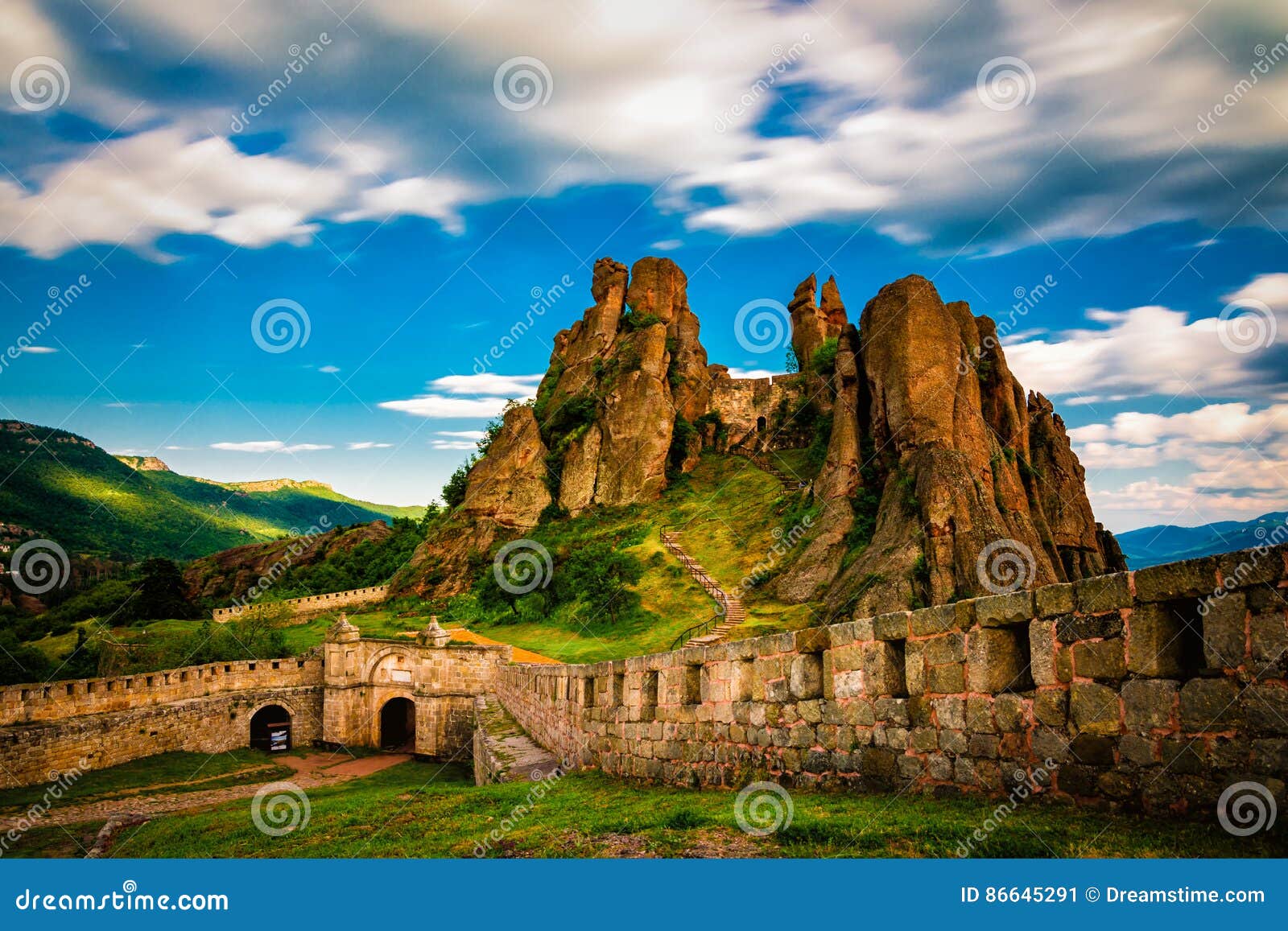 Belogradchik Red Sandstone Rock Vertical Pillars Stock Photo ...