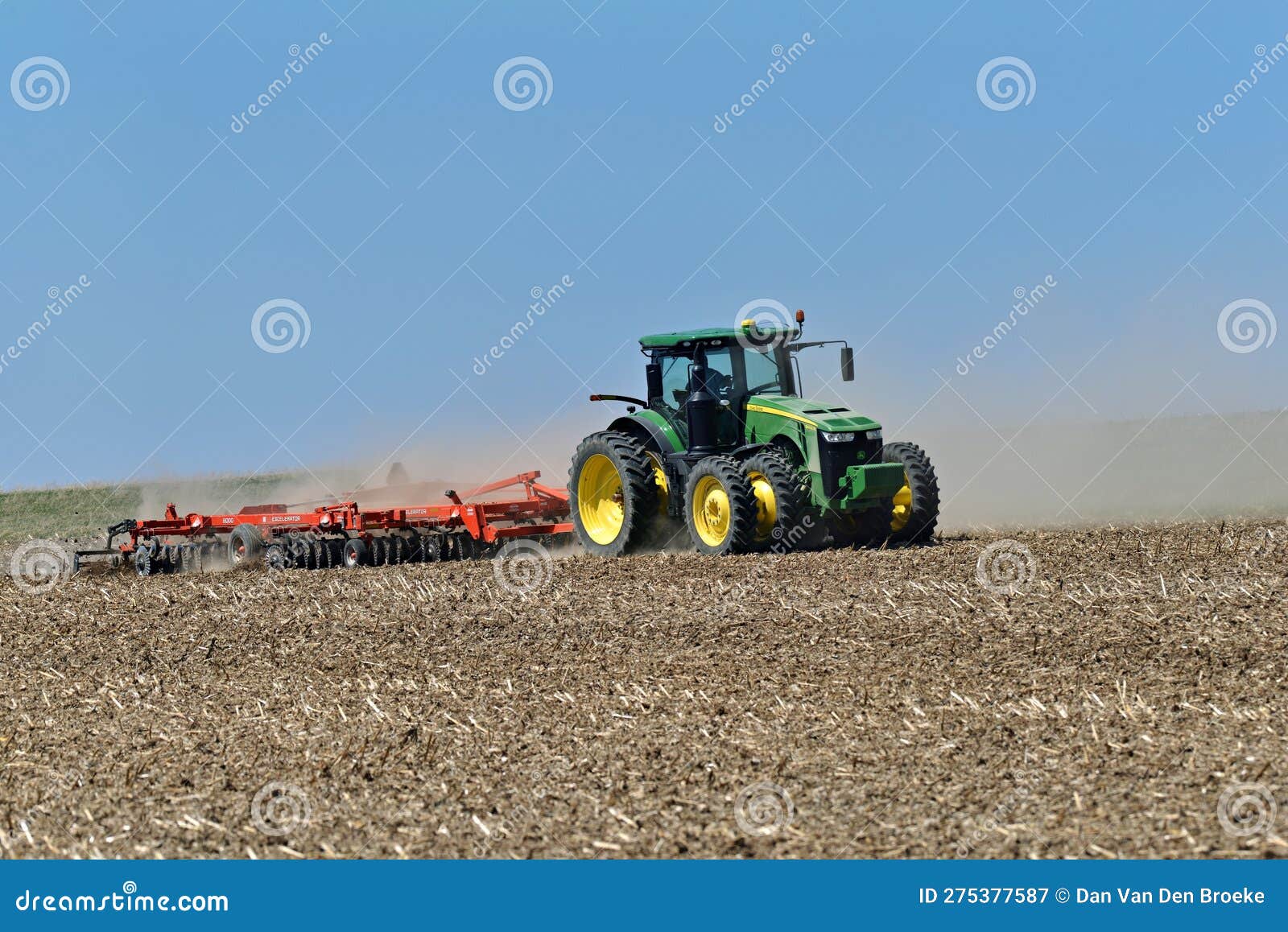 John Deere 8400R Tractor Pulling a Kuhn Excelerator 8000 Tiller ...
