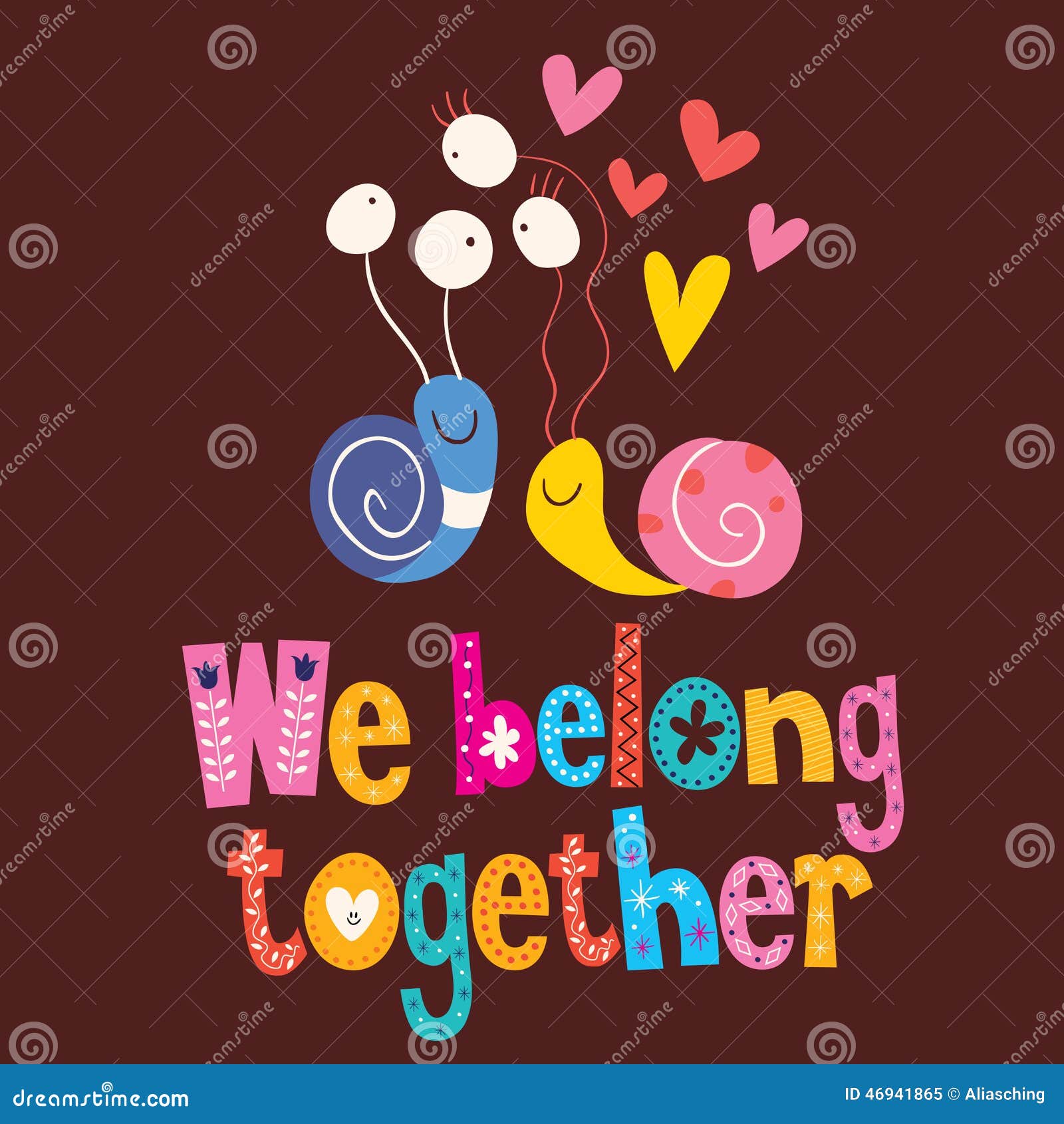 we belong together cute snails love card