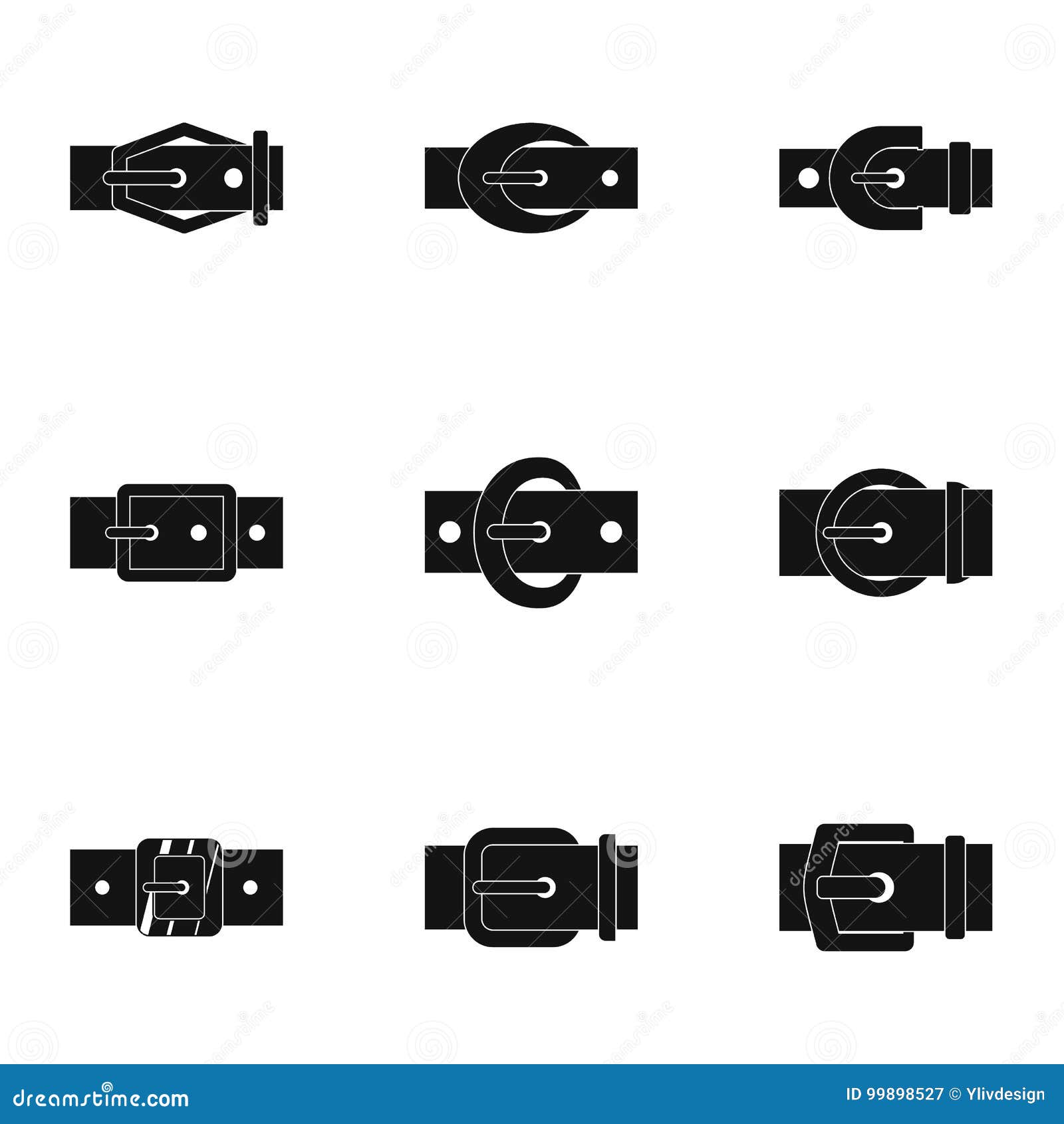 Belt Buckle Icon Set, Simple Style Stock Vector - Illustration of ...