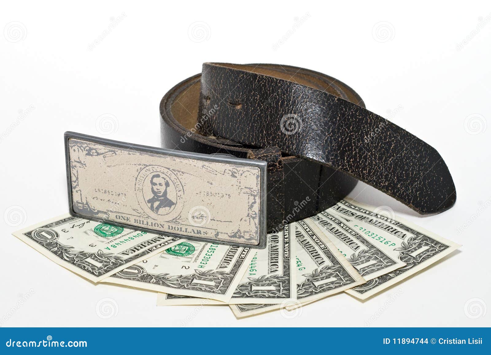 Belt, Buckle and Some Dollars Stock Photo Image of success, wealth