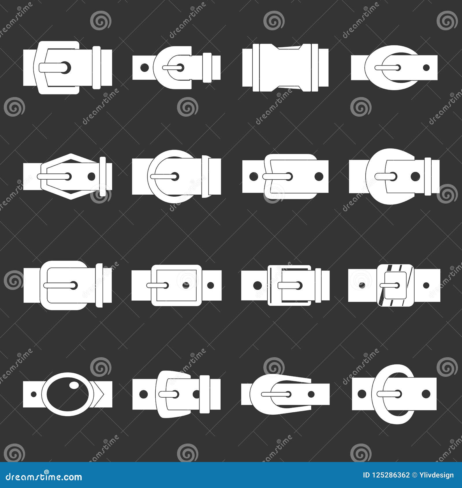 Belt Buckles Icons Set Grey Stock Illustration - Illustration of ...