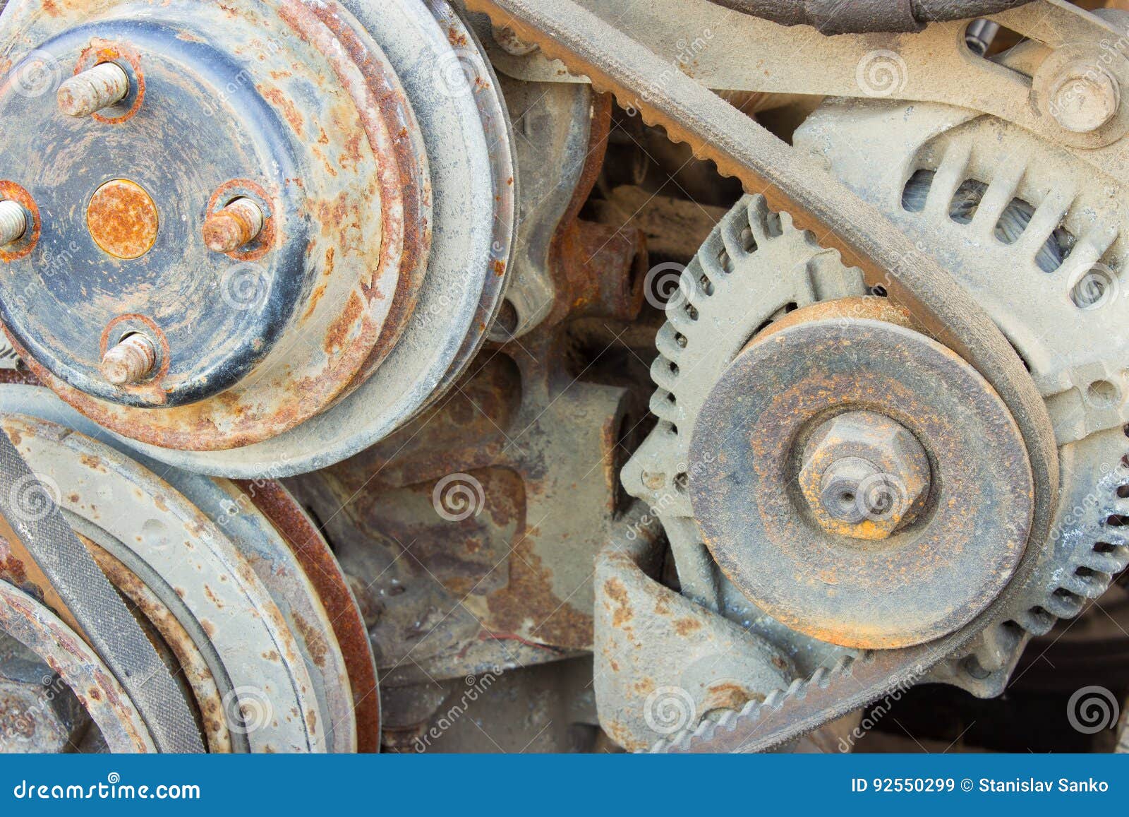 Belt of the Generator and an Old Car Generator Stock Image Image of