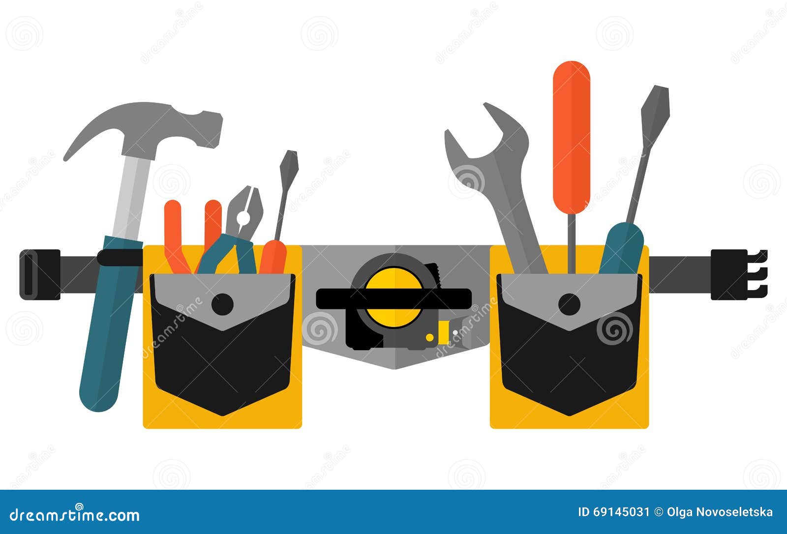 Belt with tools stock vector. Illustration of drawing 69145031