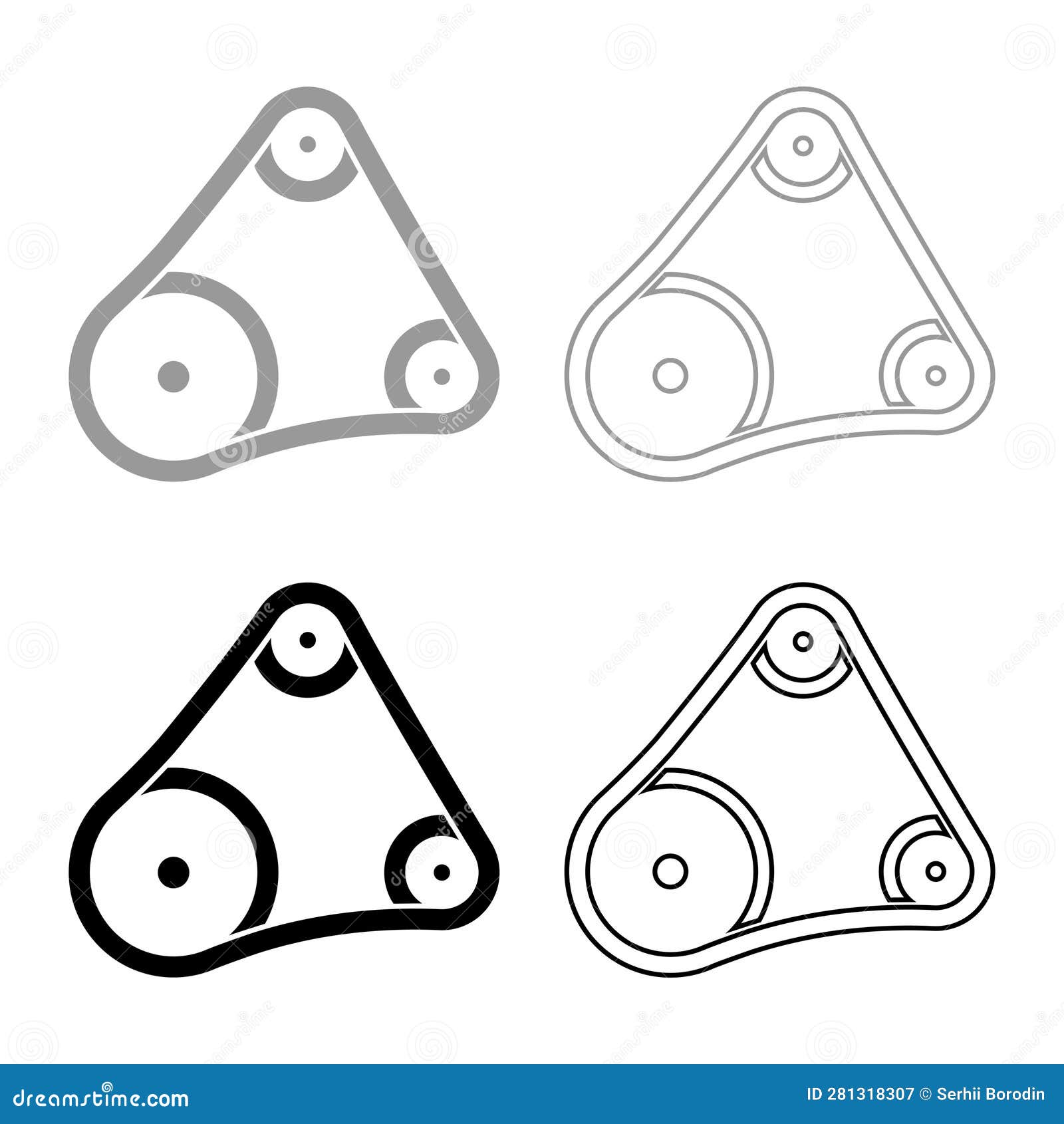 Belt Transmission Mechanism with Three Pulleys Drive Part Automobile ...