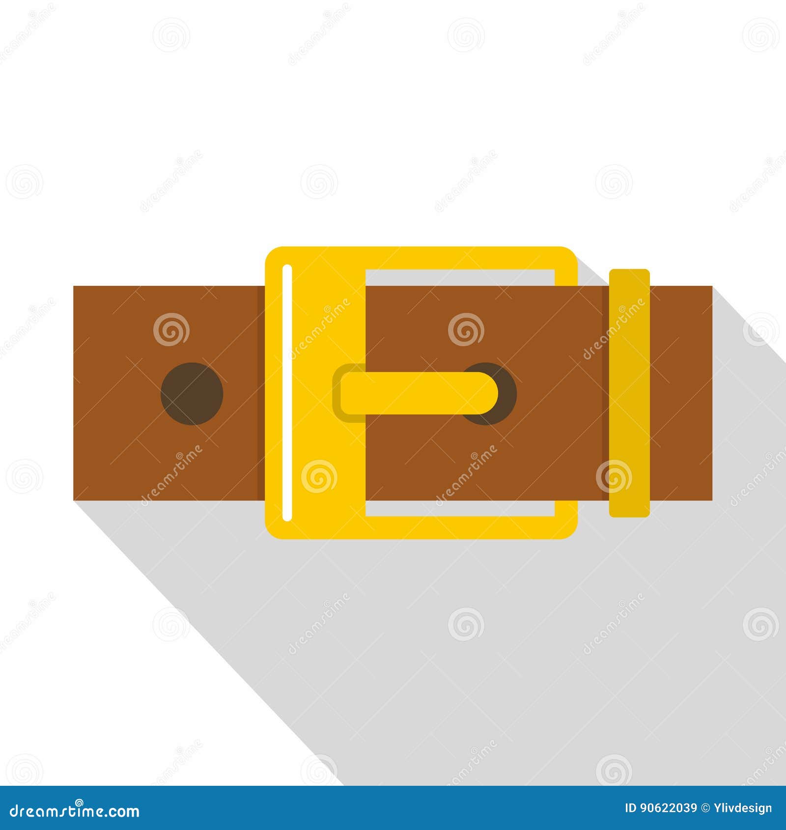 Belt with Yellow Square Buckle Icon, Flat Style Stock Vector ...