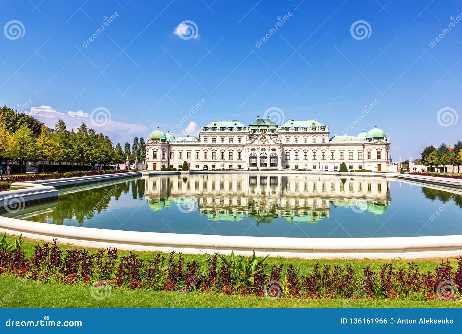 belvedere palace, south facade, view from the pond, vienna