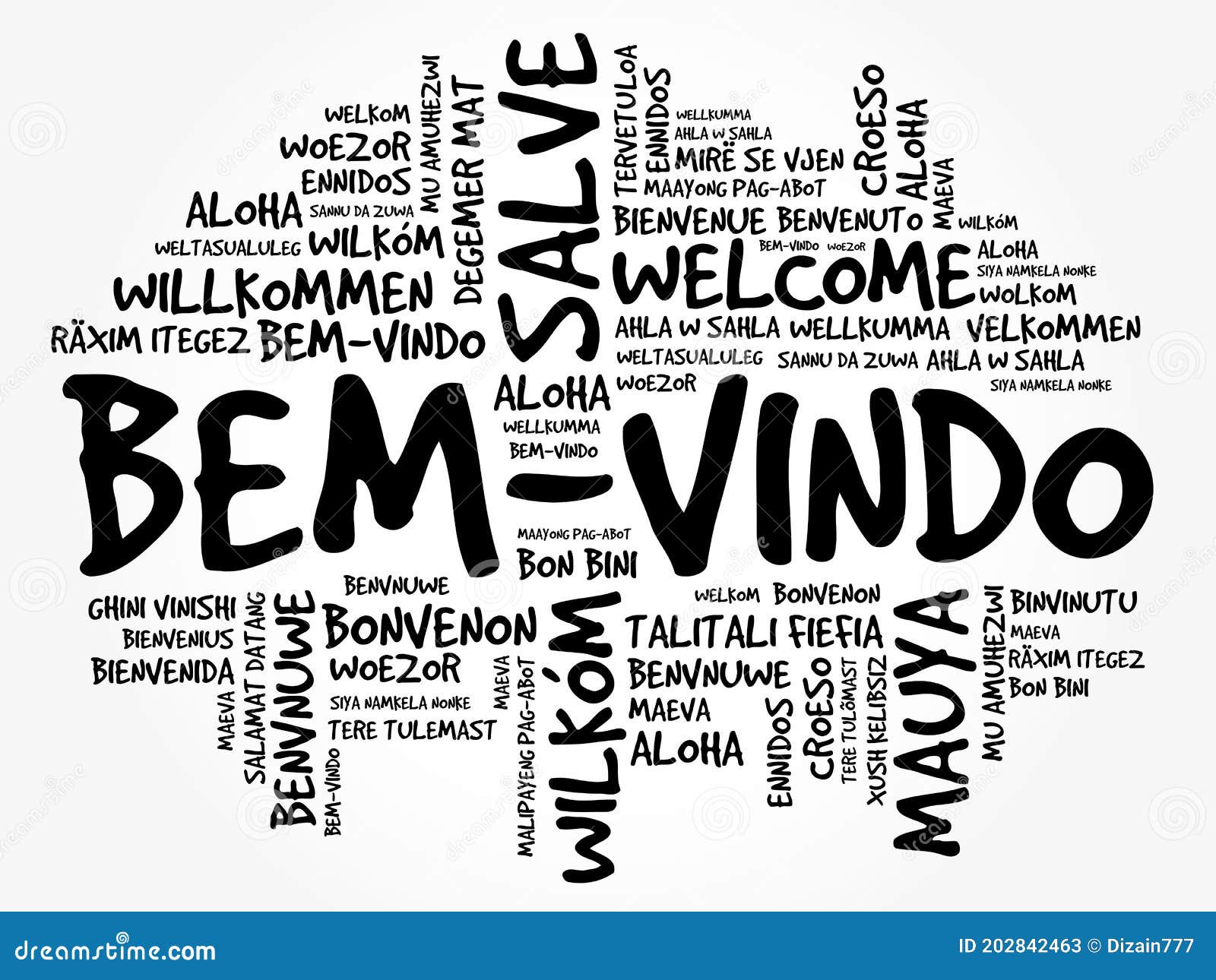 BemVindo in Portuguese) Word Cloud Stock Illustration