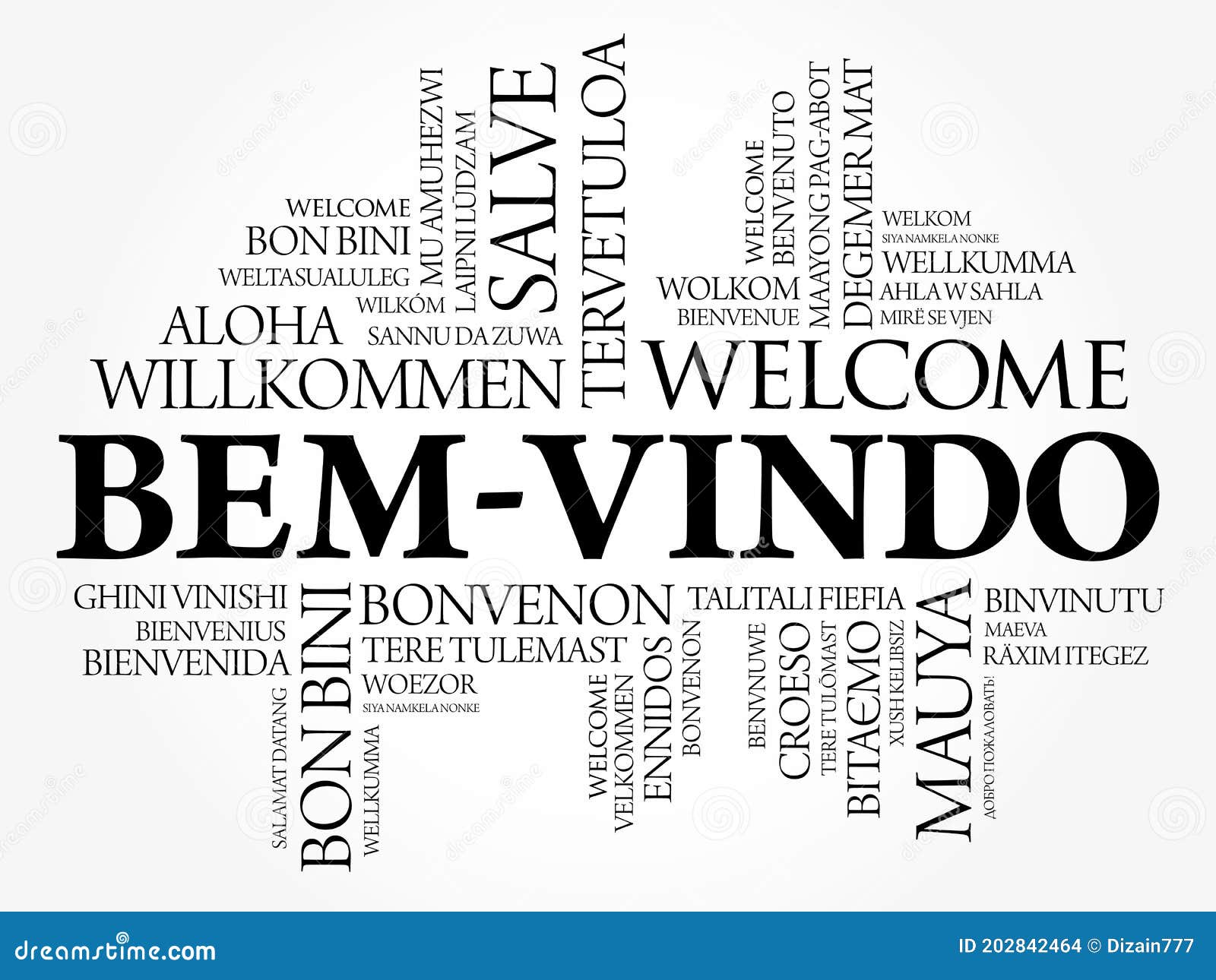 BemVindo in Portuguese) Word Cloud Stock Illustration