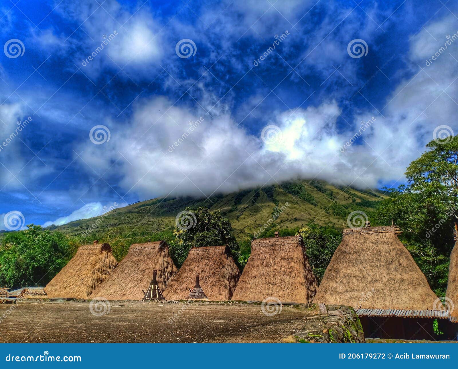 the roof of a house in the adat bena village on the island of flores, indonesia.