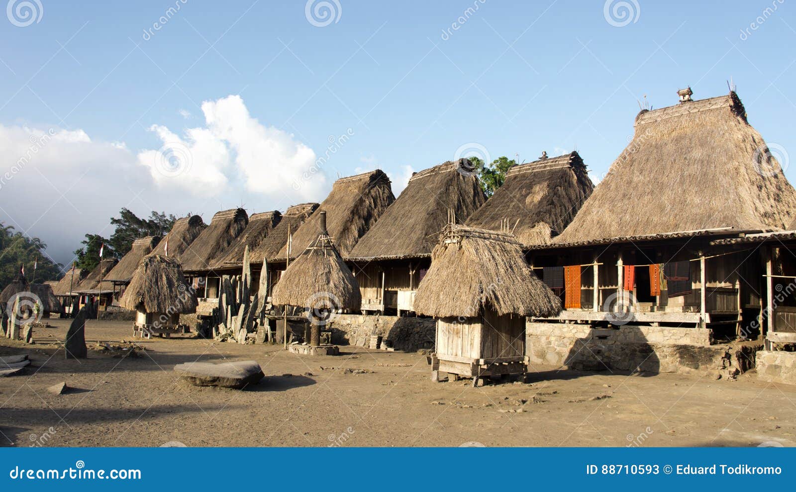 bena a traditional village with grass huts of the ngada people in flores.