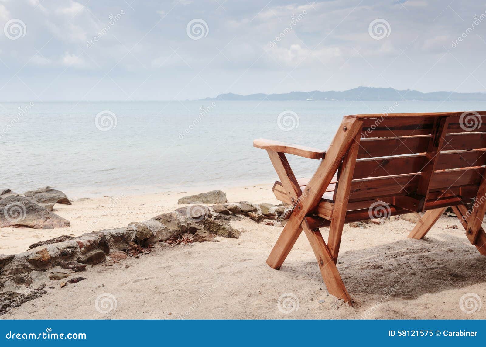 Bench on the beach stock image. Image of travel, nature 58121575