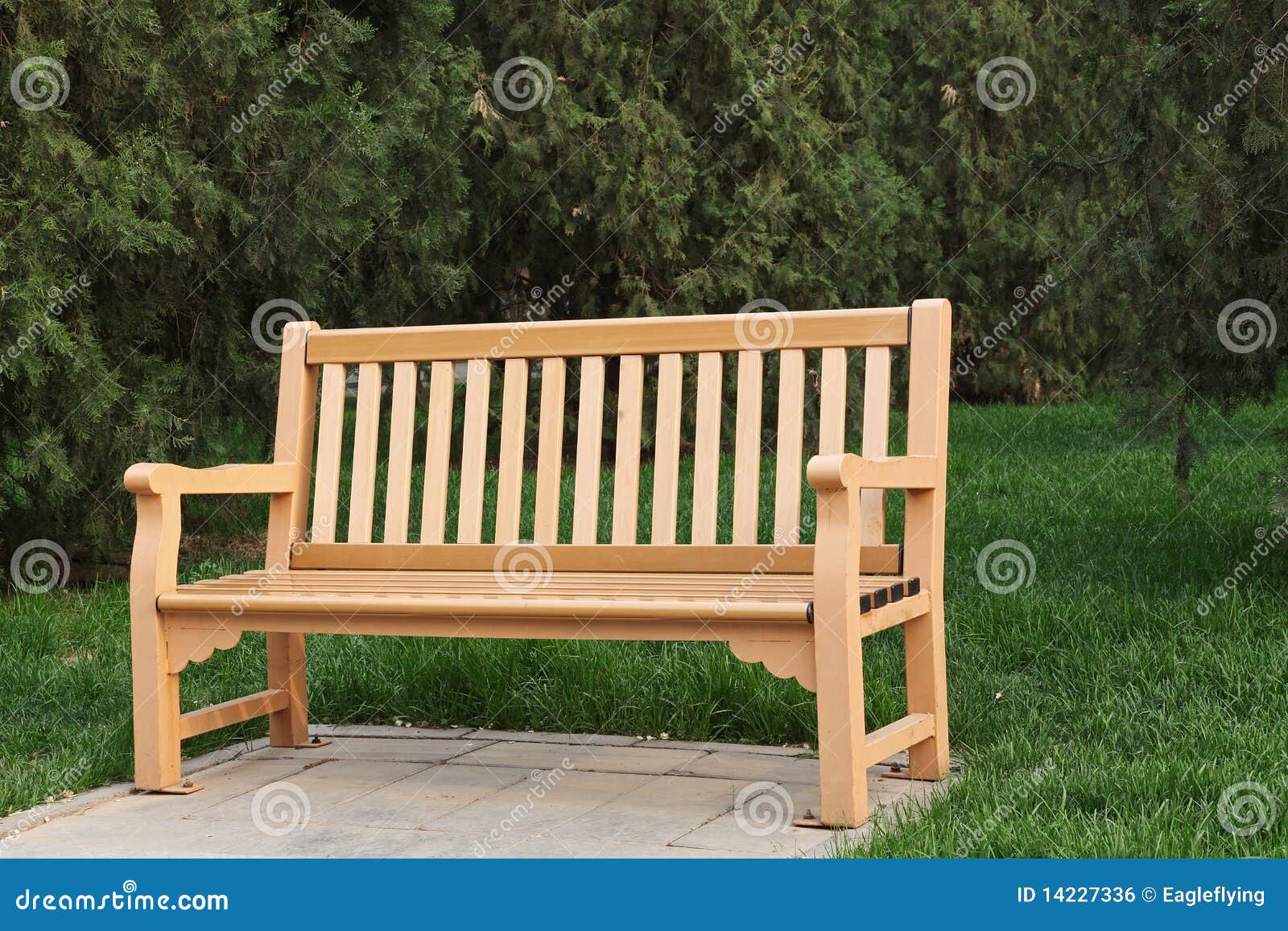 Bench in a green park stock photo. Image of seat, chair 14227336