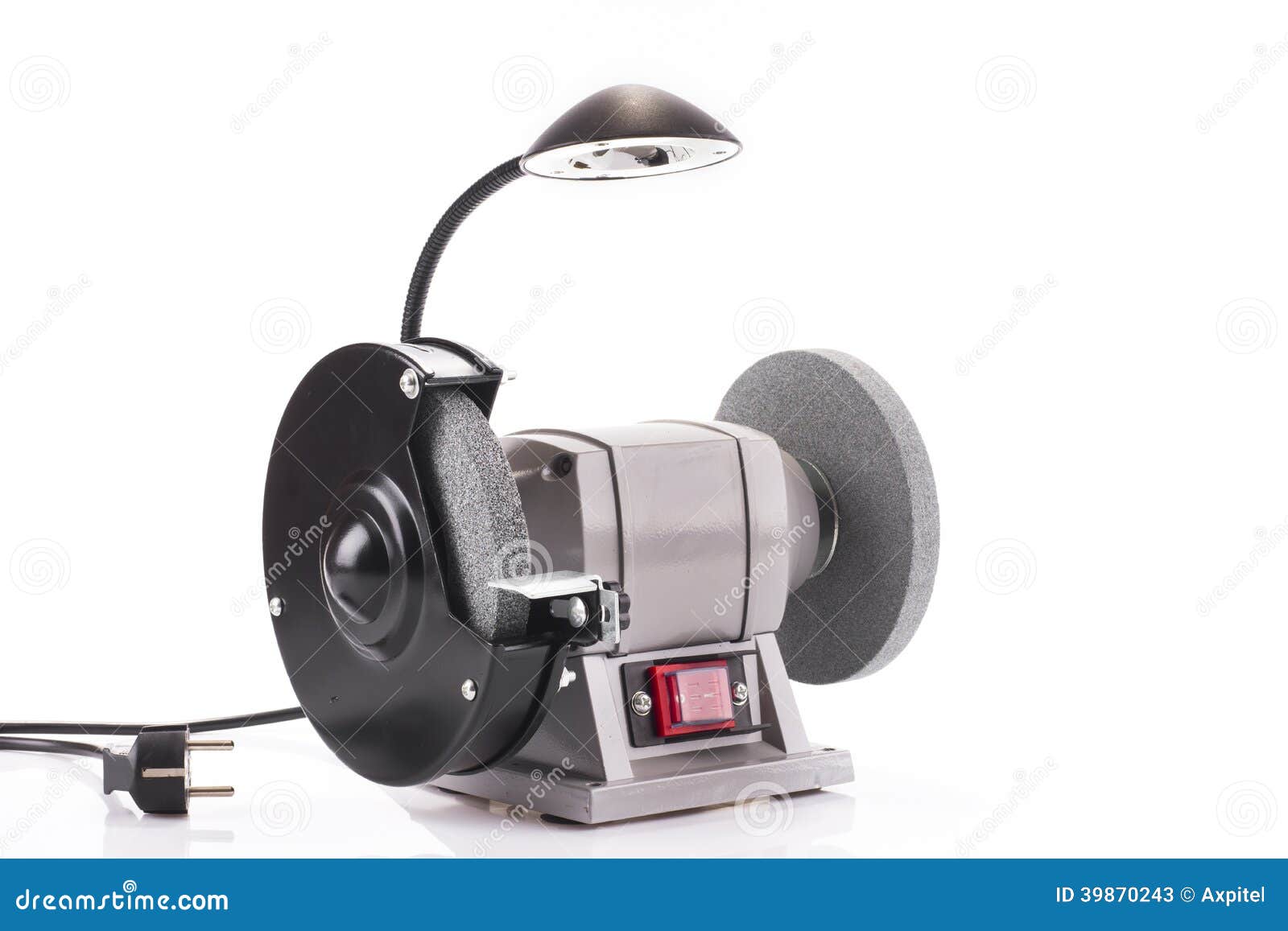 bench grinder with lamp  on white