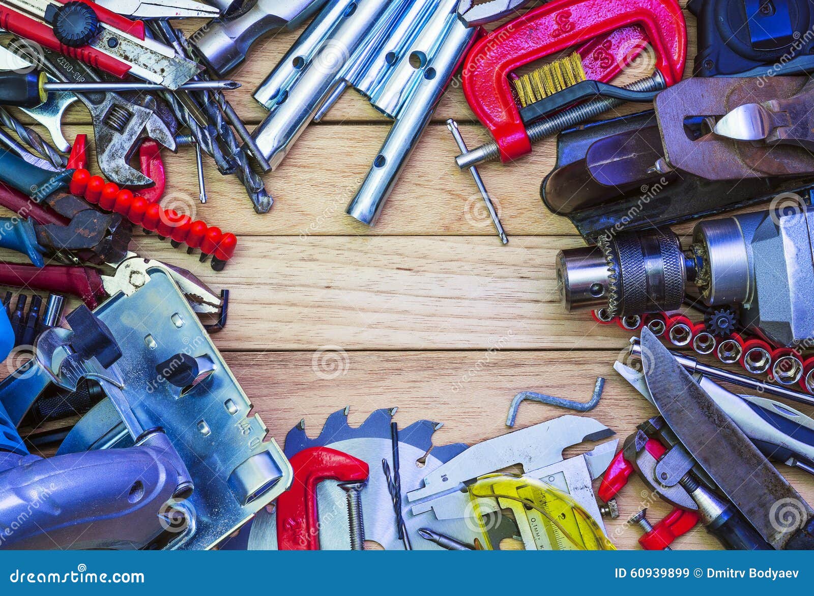 Bench Joiner S Tools Laid Out in the Form of a Frame Stock Image