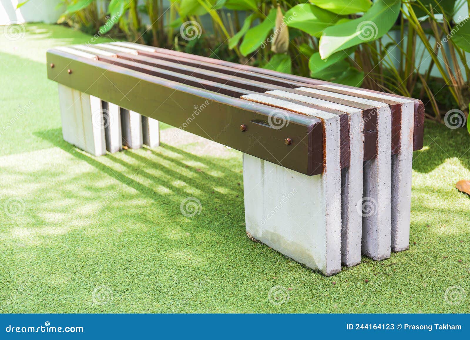 Bench Made of Cement Mixed with Wood in the Garden Stock Image Image