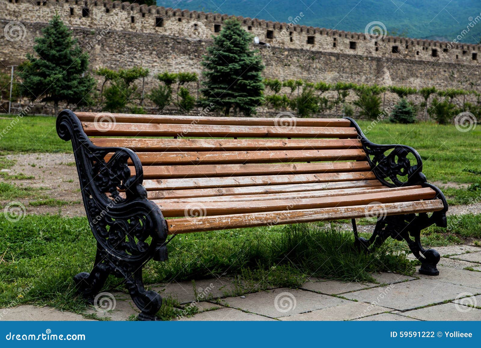 A Bench in Old Monastery S Yard Stock Photo - Image of mountain