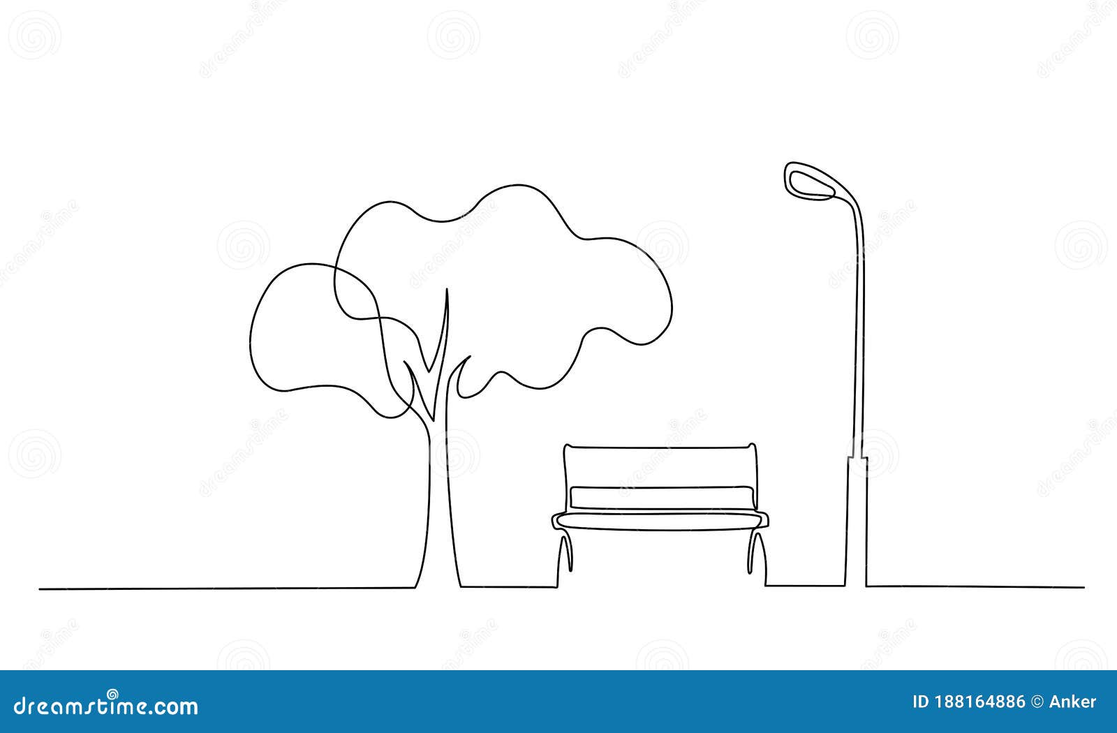 Park Bench Drawing Stock Illustrations 2