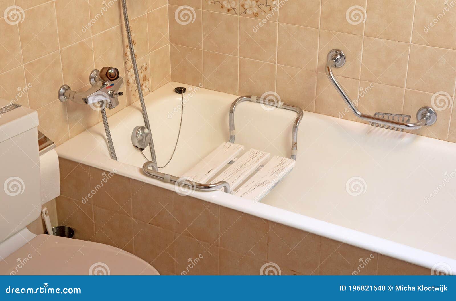 Bench seat on handicap tub stock photo. Image of white 196821640