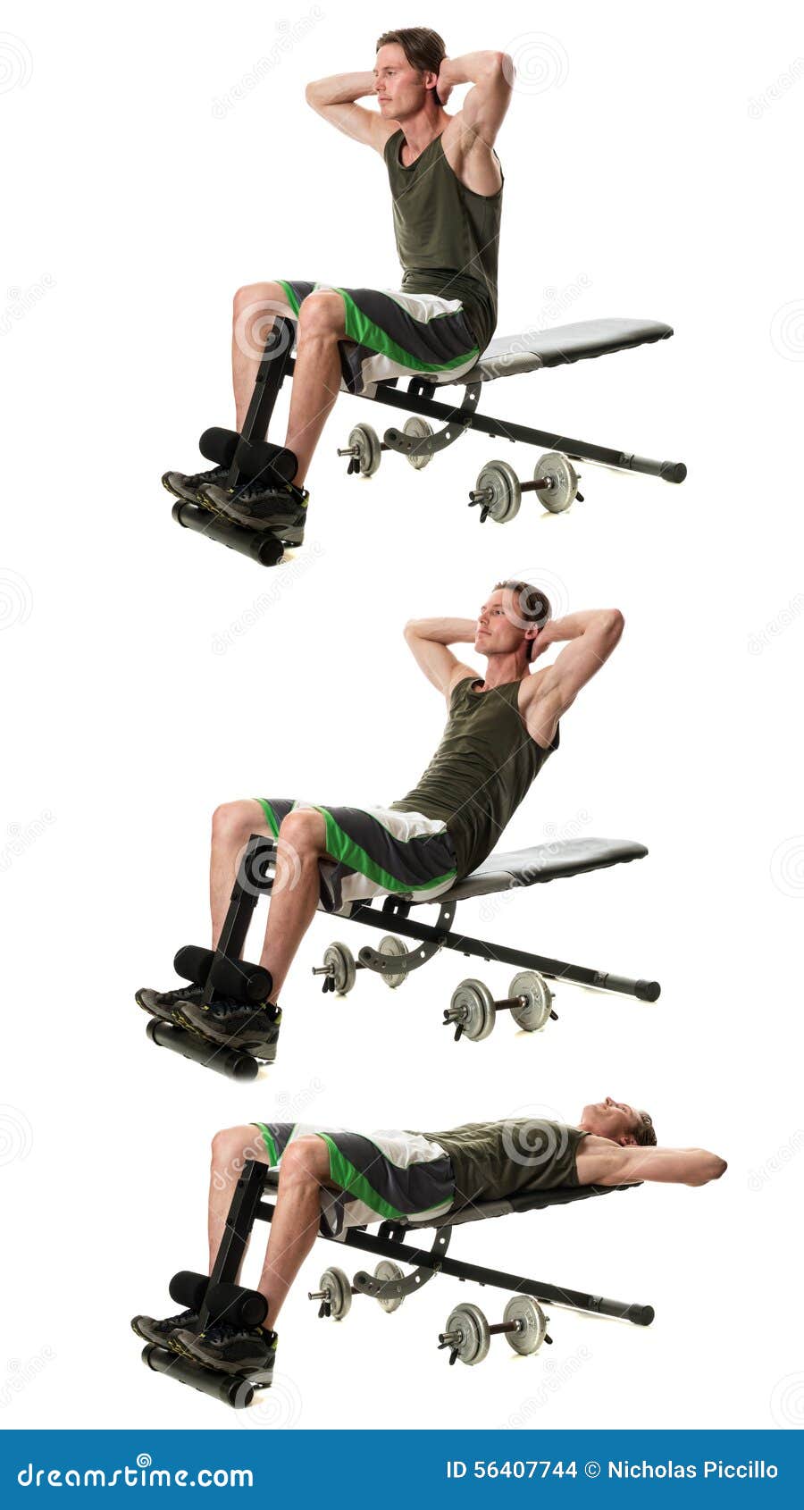 Bench Sit Ups stock photo. Image of muscle, caucasian 56407744