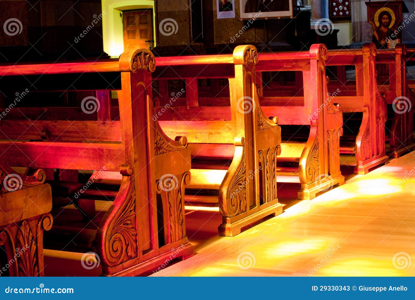 Benches of church stock image. Image of cathedral, worship 29330343