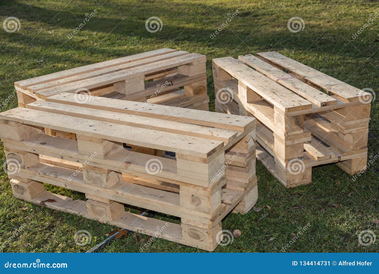 Benches Made Of Wooden Pallets Upcycling Stock Image Image Of