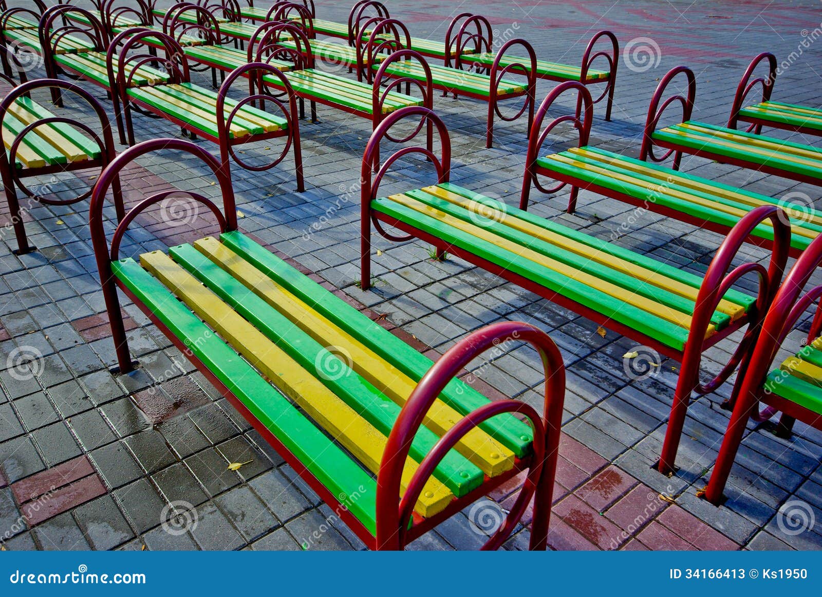 Benches stock image. Image of color, people, relaxation 34166413