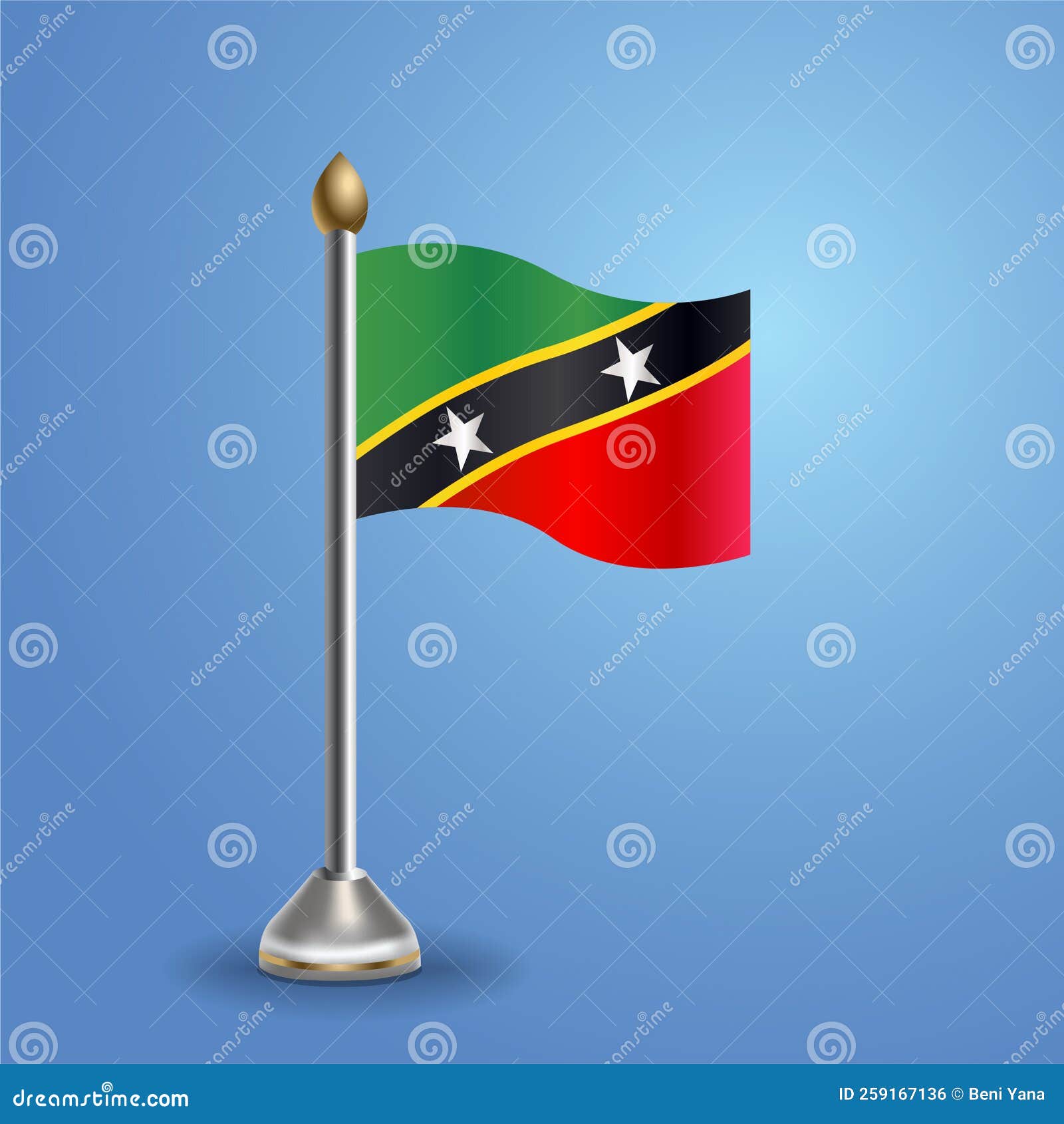 Flag of ST. Kitts Nevis. National Symbol, Vector Illustration Stock