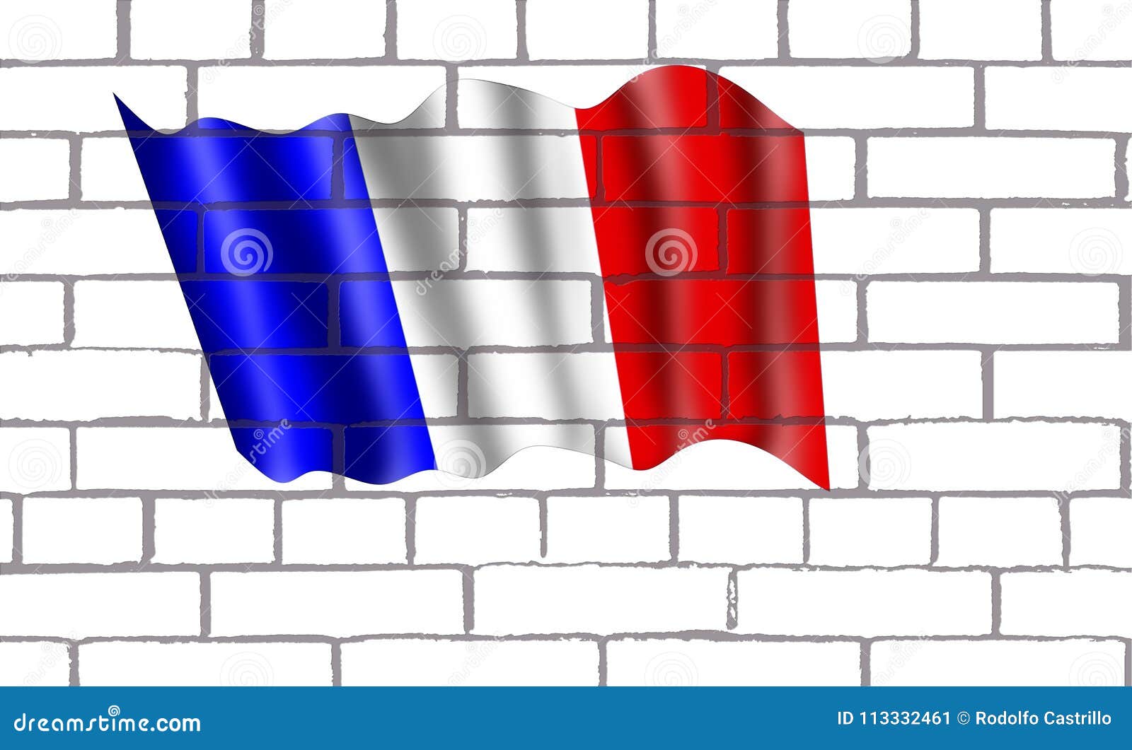 bendera francia en pared de labrillos