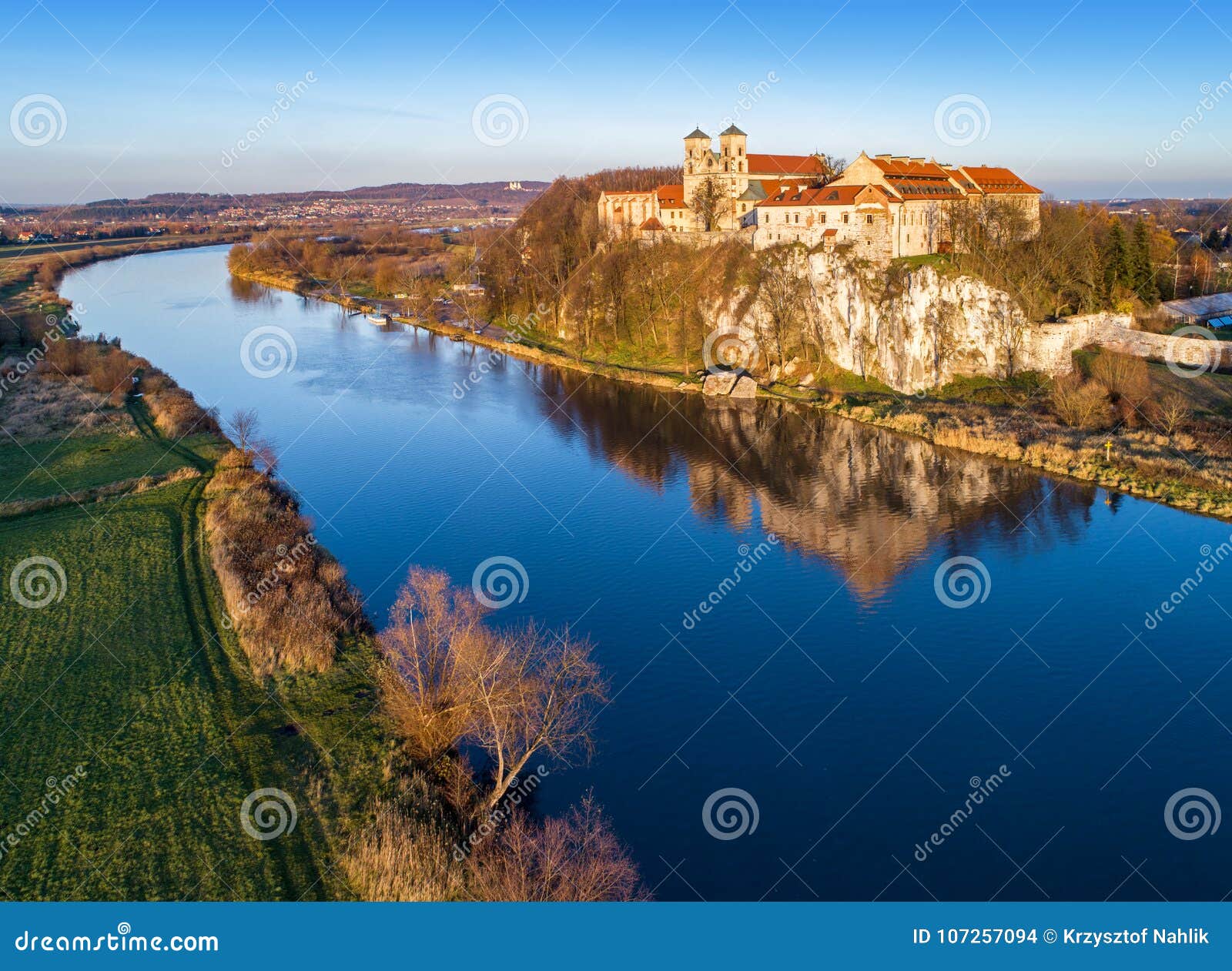 benedictine abbey in tyniec, krakow, poland. vistula river