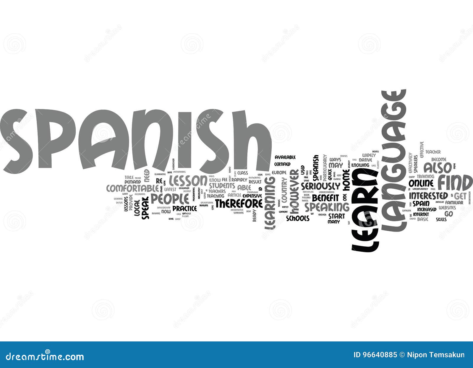 Benefit of Learn Spanish Onlineword Cloud Stock Illustration