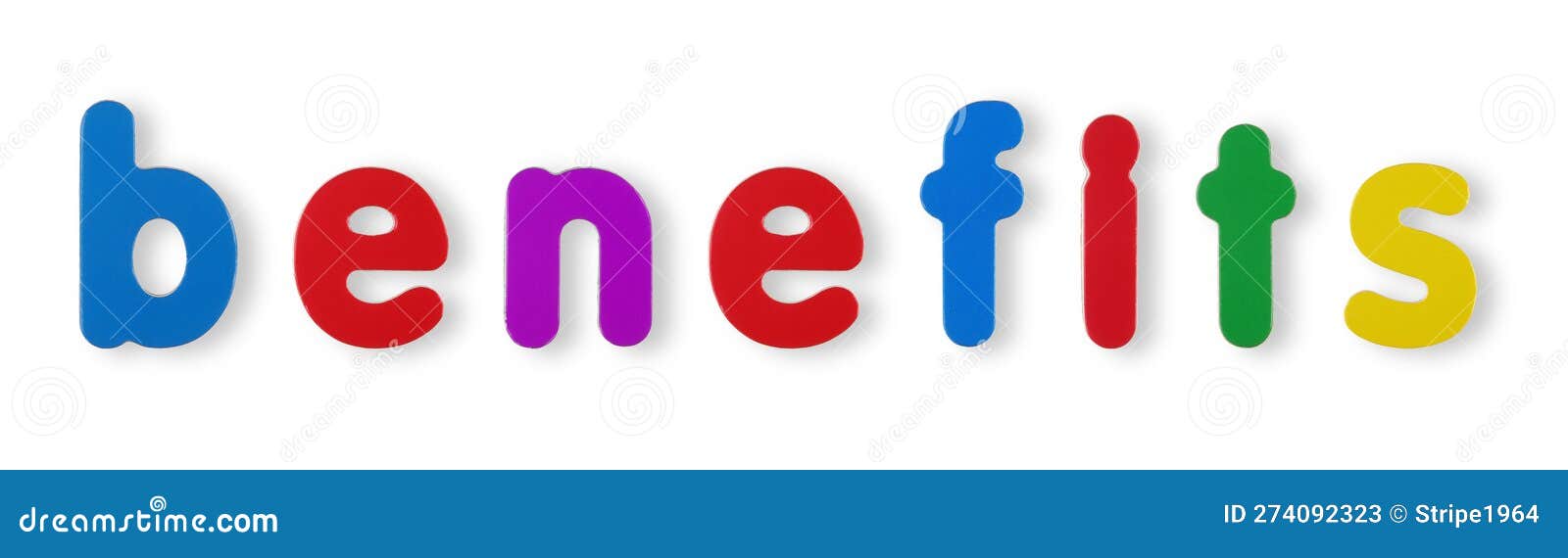 Benefits Coloured Letters on White with Clipping Path Stock