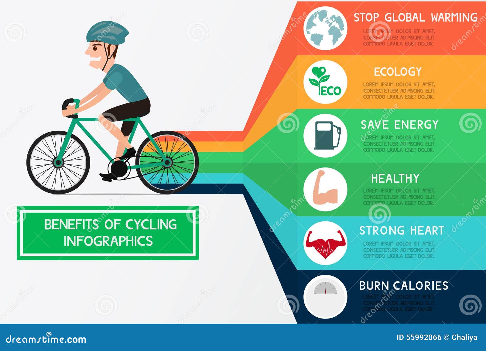 The Benefits Of Cycling Infographics Stock Vector Image 55992066 throughout Benefits Or Cycling