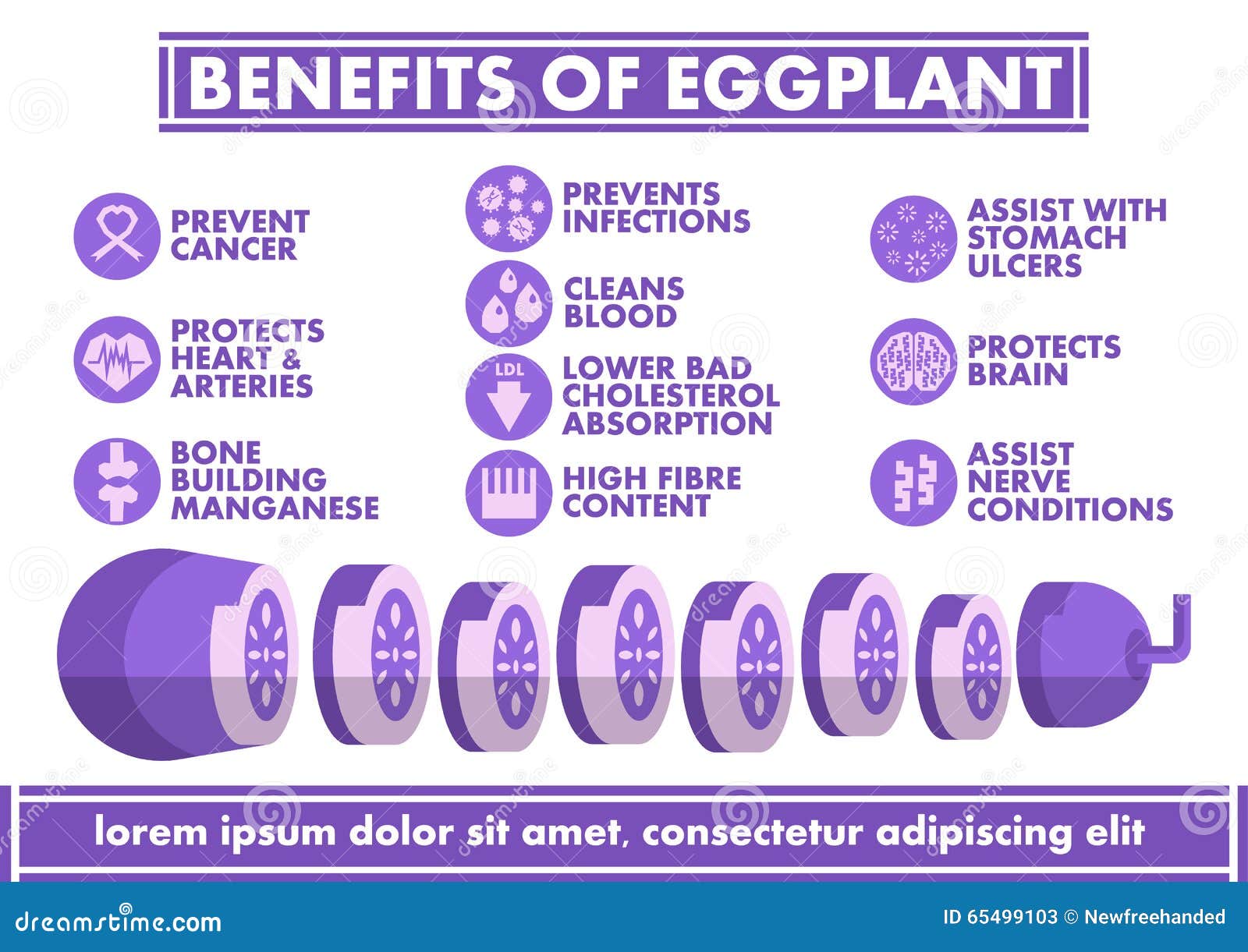 Benefits of Eggplant Infographics Vector Flat Design Stock Vector