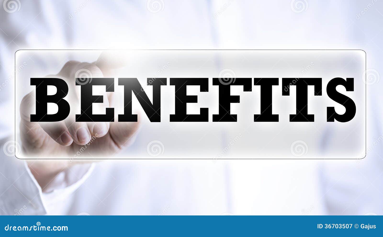 benefits in text on a virtual screen
