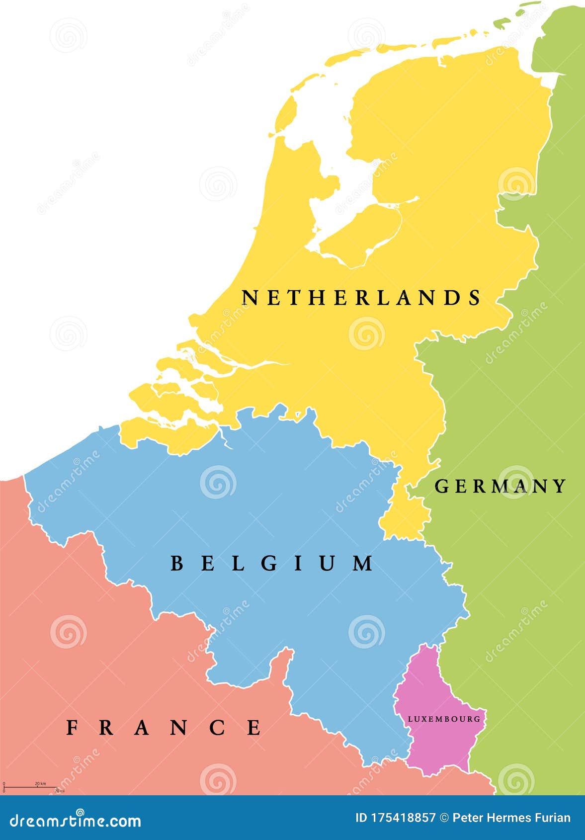 Benelux, België, Nederland En Luxemburg, Enkele Staten, Politieke Kaart  Vector Illustratie - Illustration Of Benelux, Etikettering: 175418857