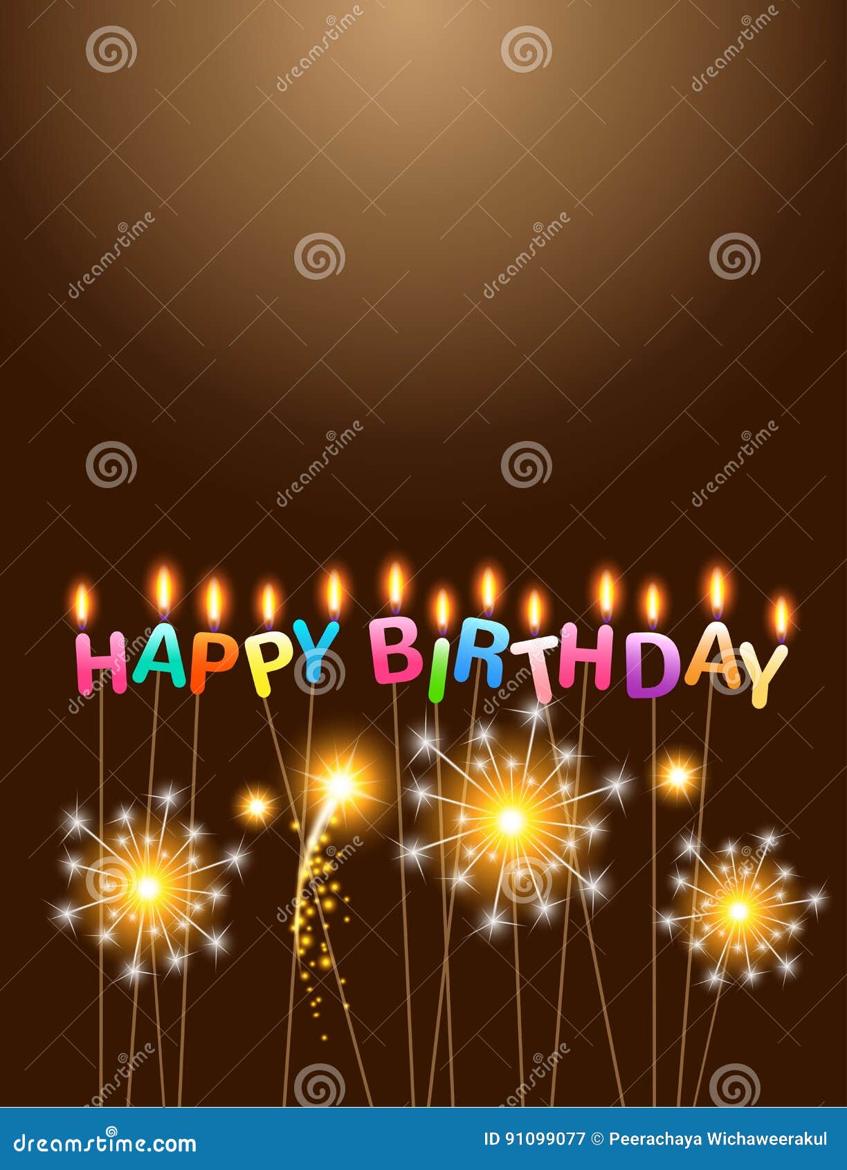 Bengalas Con Feliz Cumpleaños De Las Velas Coloridas Ilustración del Vector  - Ilustración de saludo, regalo: 91099077