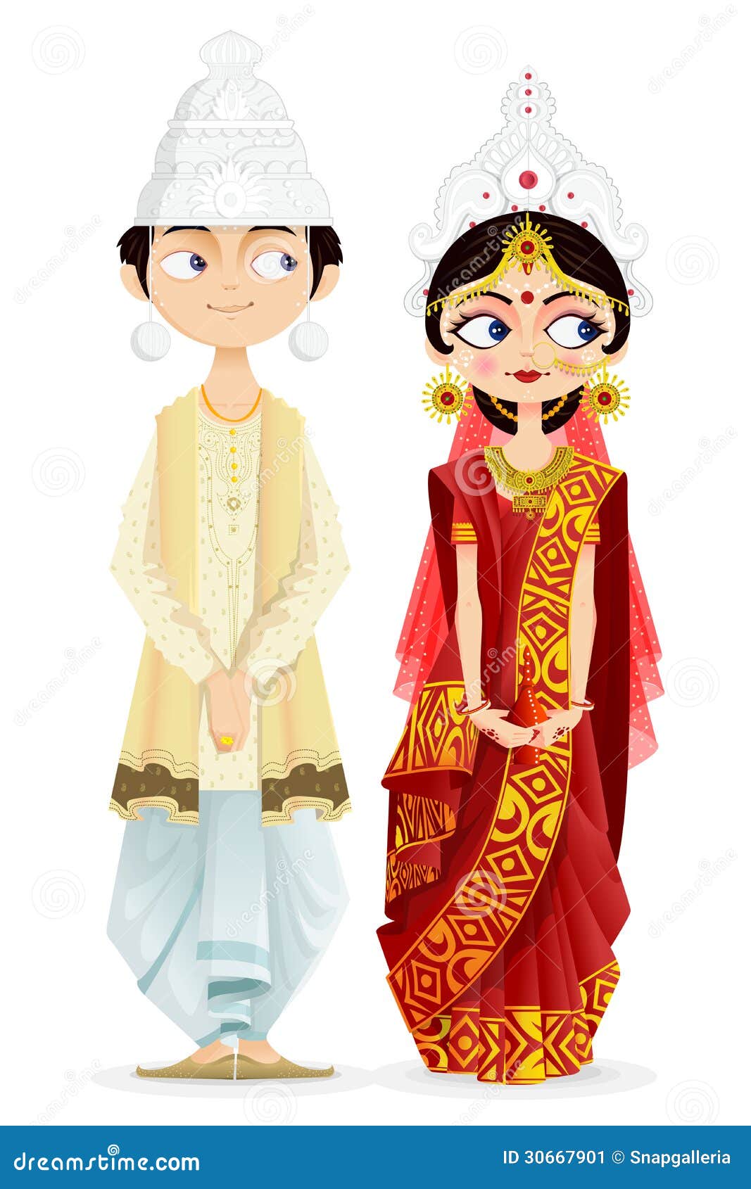 Bengali, Das Paare Heiratet Vektor Abbildung Illustration von