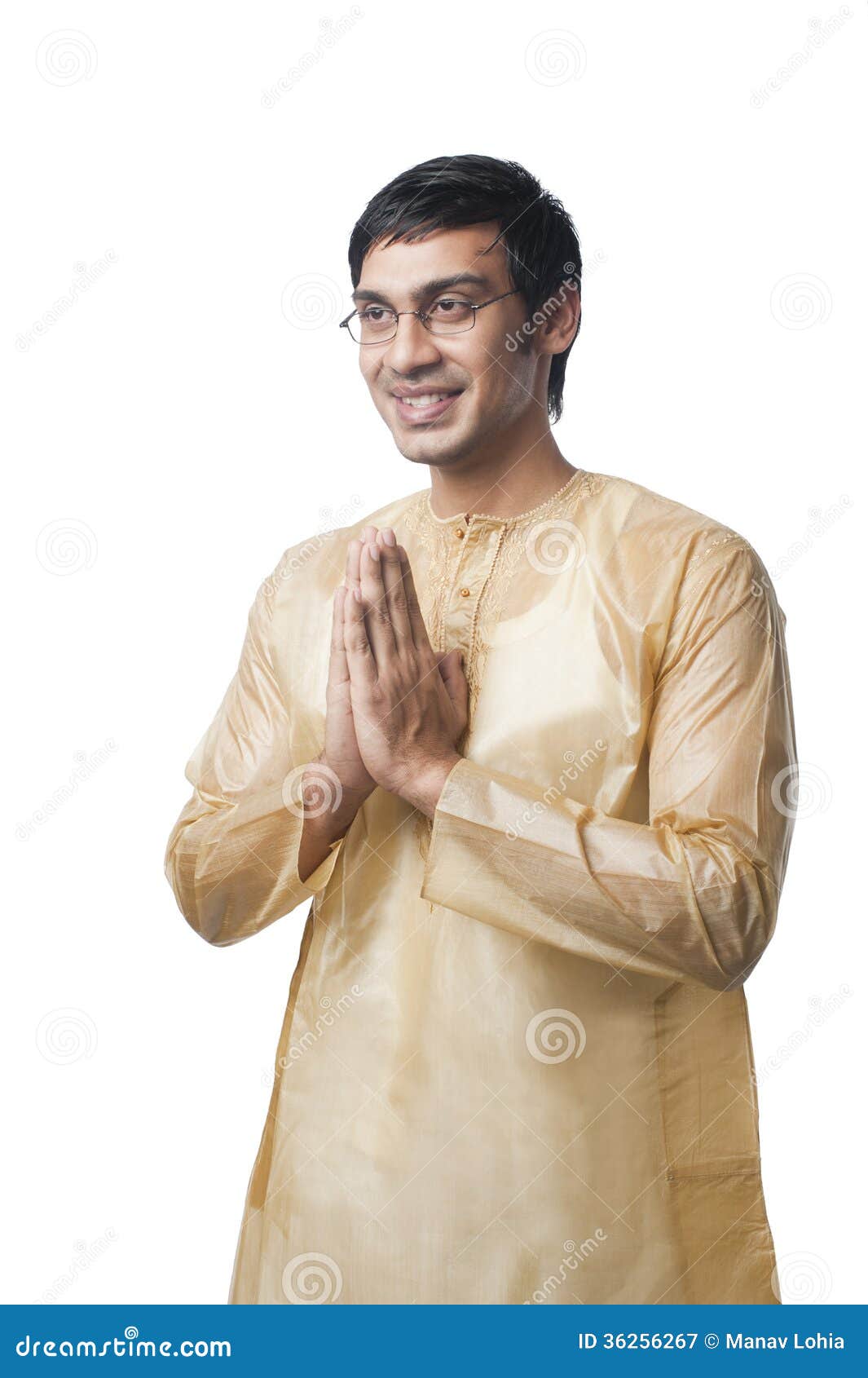 Bengali Man Standing in a Prayer Position Stock Image Image of away