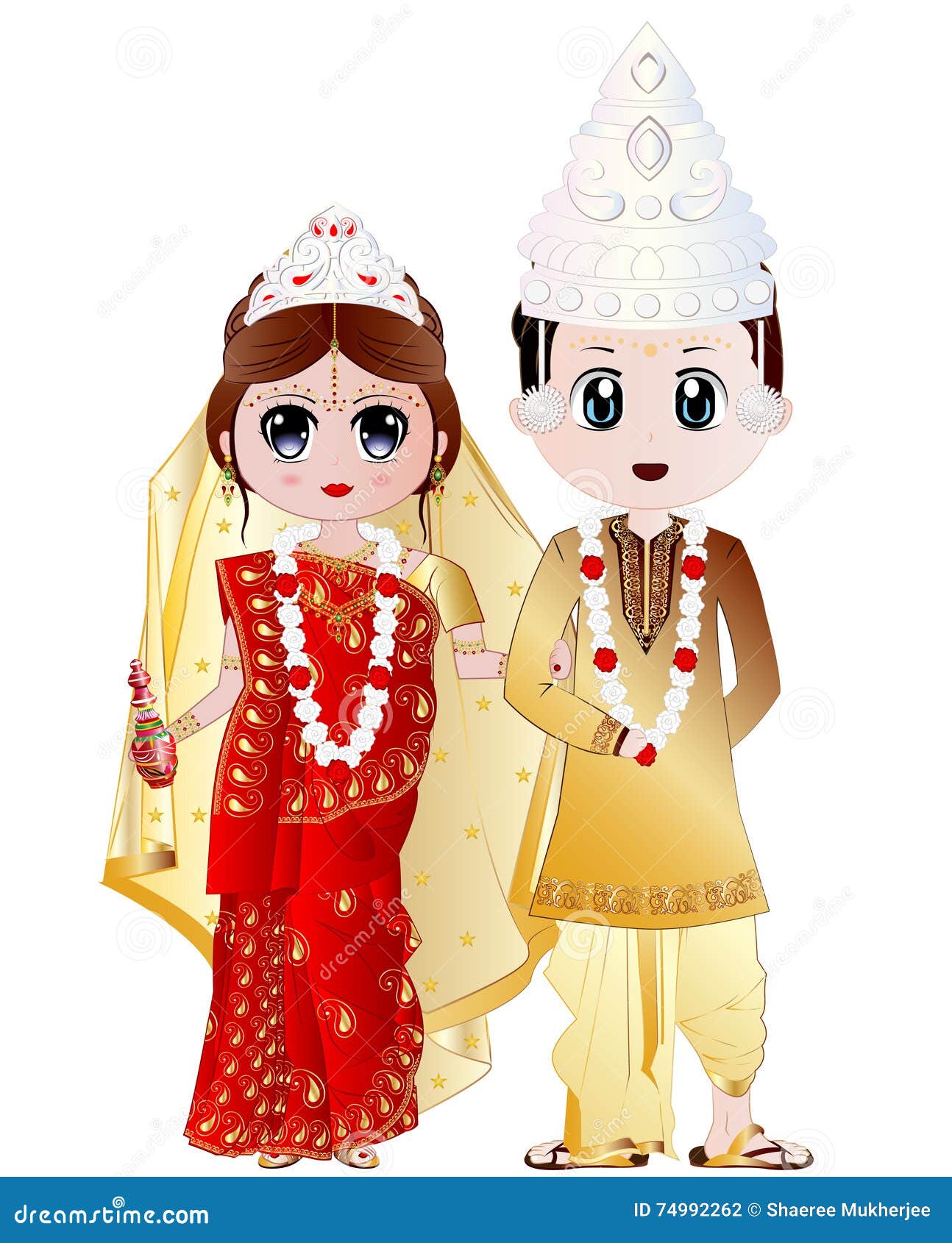 Bengali Wedding Couple Vector Illustration Illustration 74992262 - Megapixl