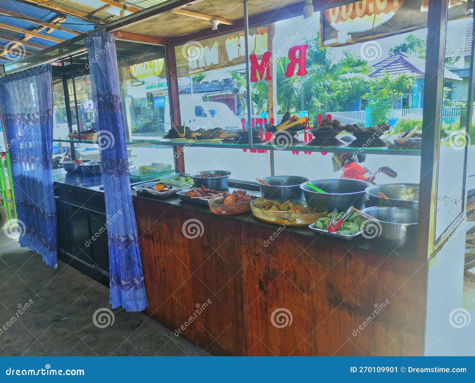 View of a Food Stall or Traditional Restaurant in Indonesia Editorial