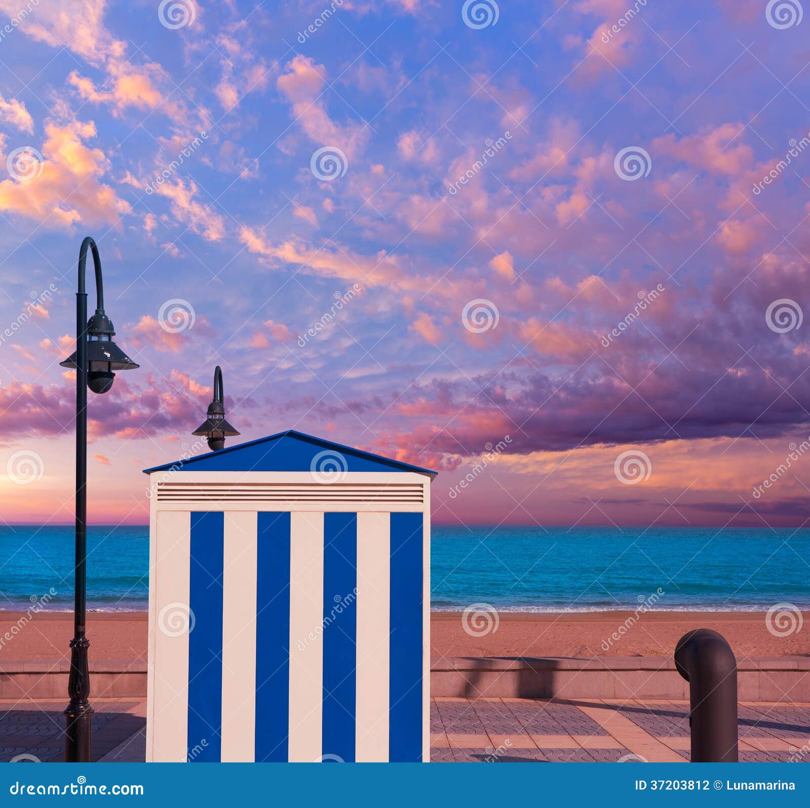 benicasim in castellon benicassim beach stripes at mediterranean