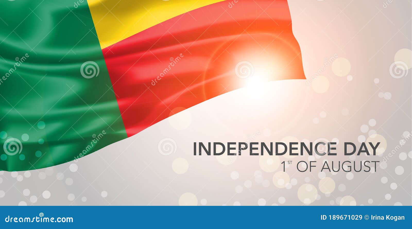 Benin Happy Independence Day Vector Banner, Greeting Card Stock Vector