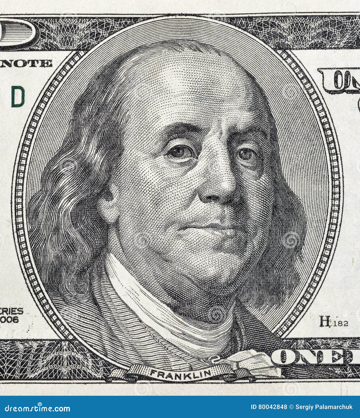 benjamin franklin portrait on one hundred dollar bill closeup