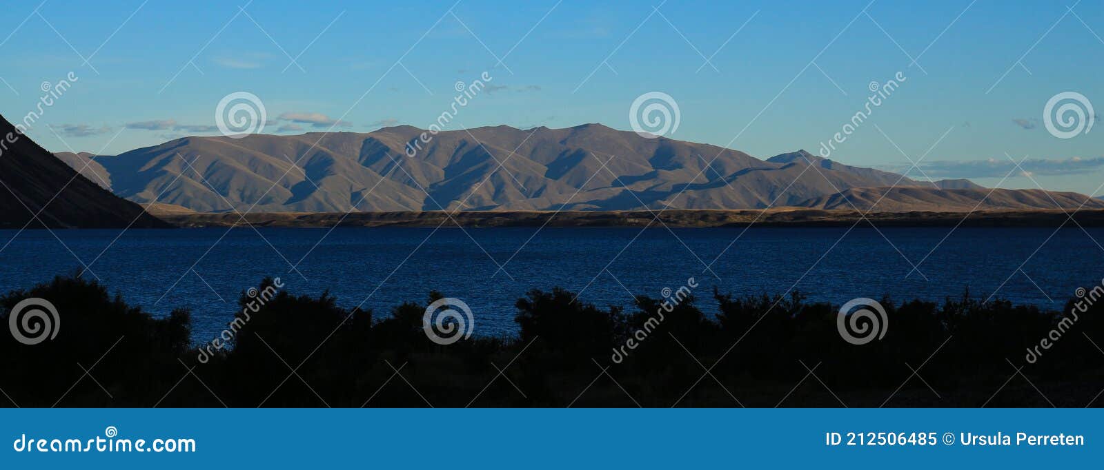 Dam And Shore At Benmore Lake, New Zealand RoyaltyFree Stock Photo