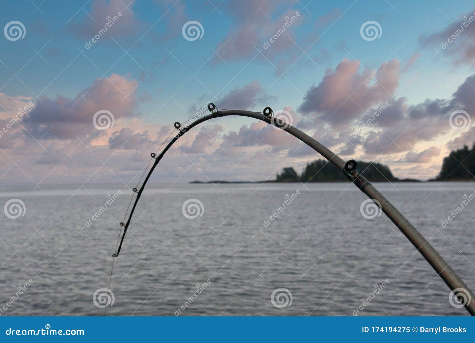 Bent Fishing Pole at Dusk stock image. Image of pole - 174194275