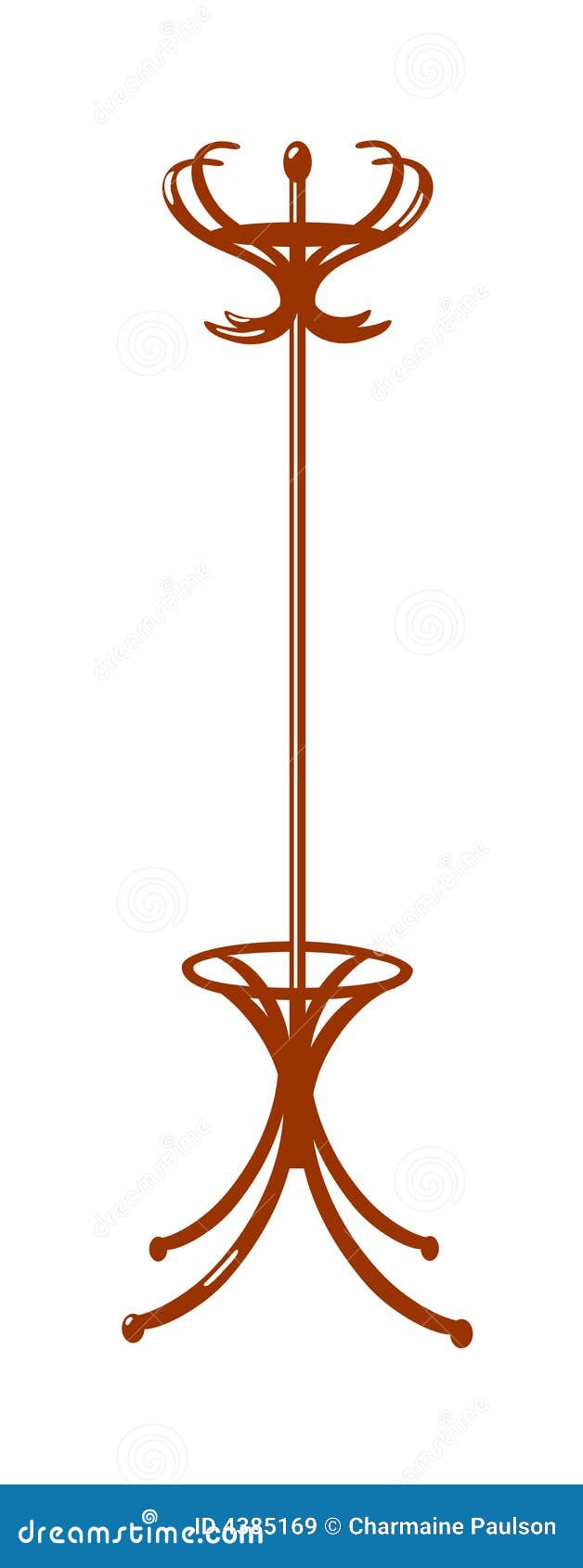 Coat Rack Black And White Silhouette Vector Illustration. Floor