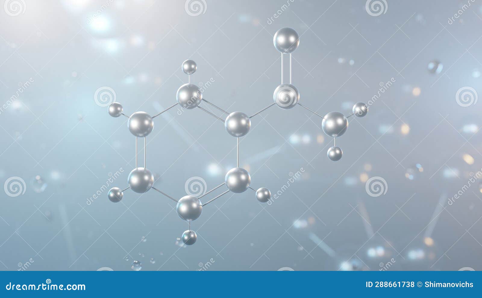 benzamide molecular structure, 3d model molecule, amide derivative, structural chemical formula view from a microscope