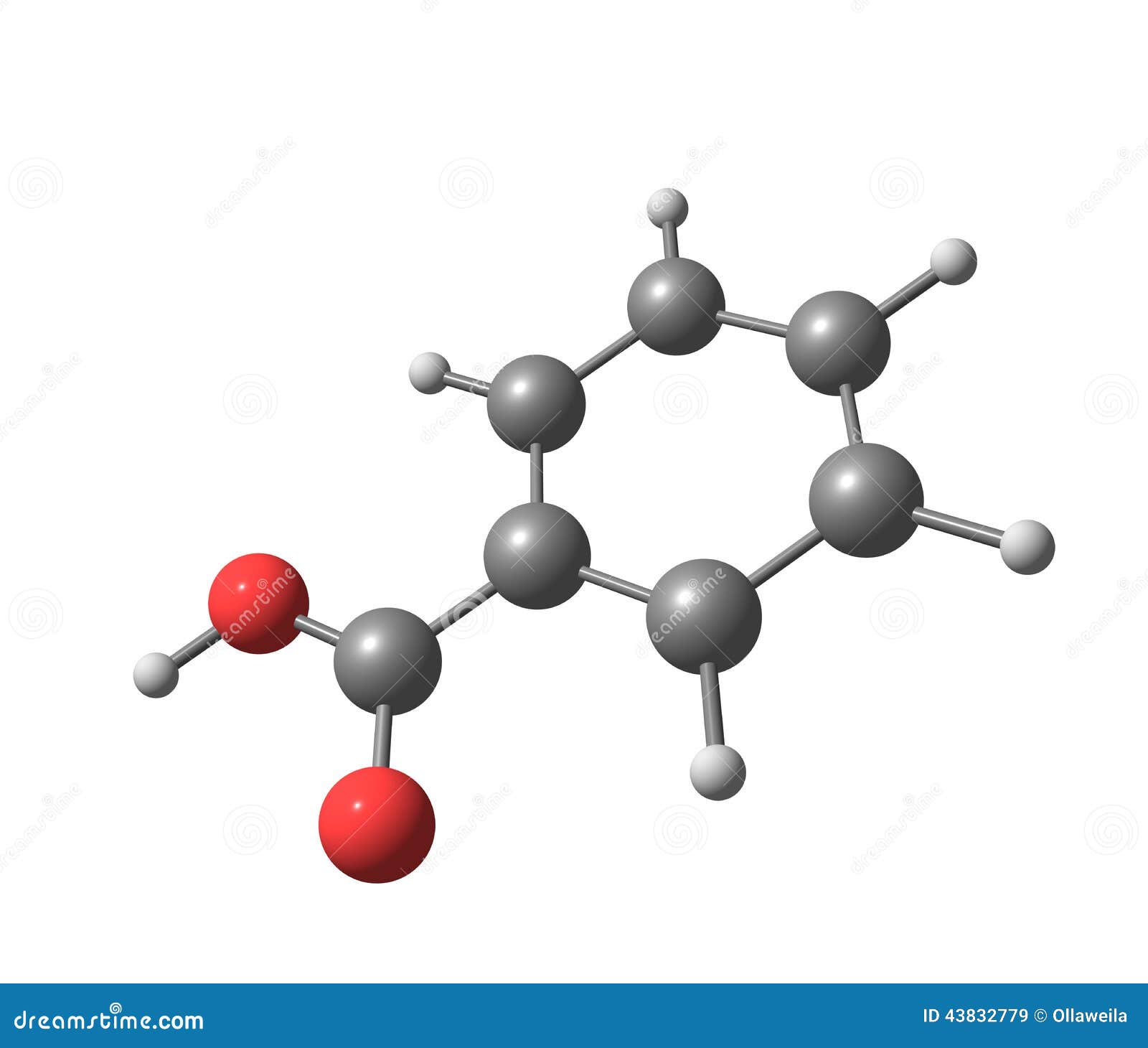 Benzoesäuremolekül Lokalisiert Auf Weiß Stock Abbildung Illustration