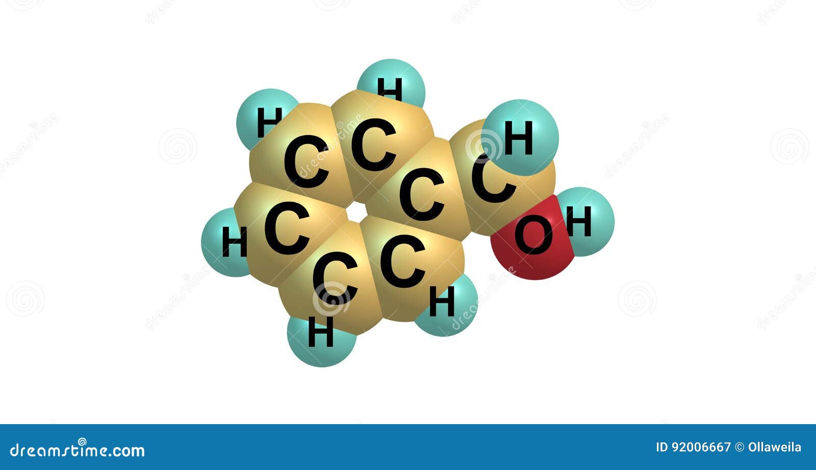 Benzyl Alcohol, C7H8O Molecule. It Is Aromatic Alcohol, Is Used As